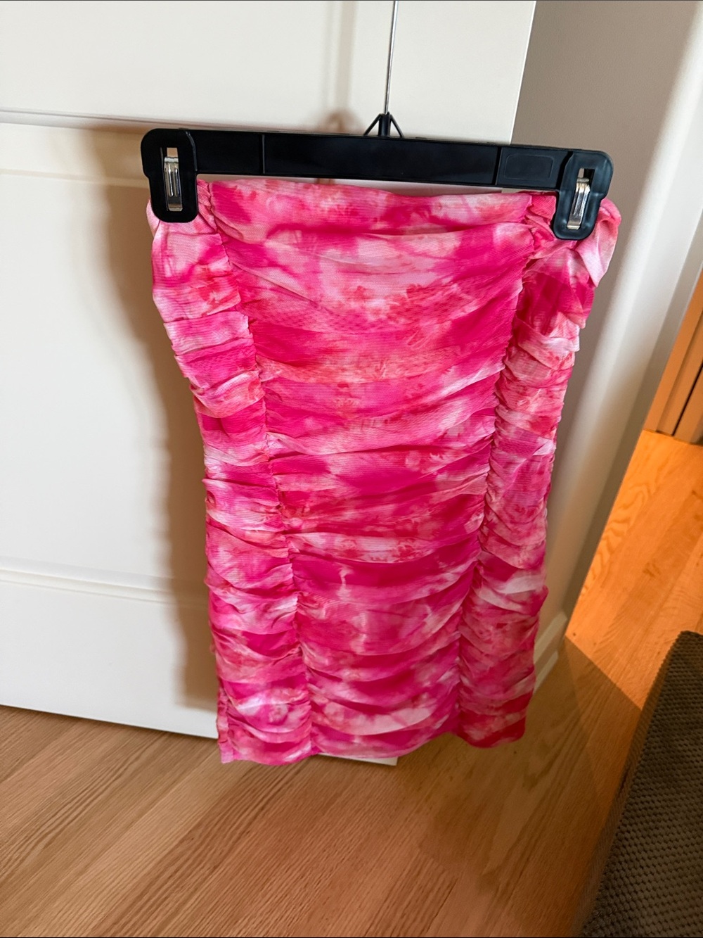 Superdown Pink Ruched Tie-Dye Mini Dress